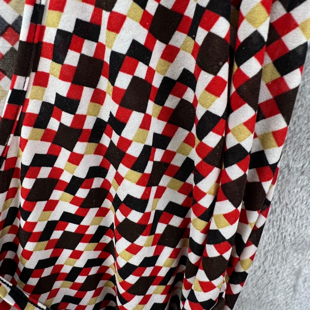 Elizabeth Dalton M Silk Blend Geometric Ruched Faux Wrap Y2K Bodycon Retro Chic - Picture 6 of 8